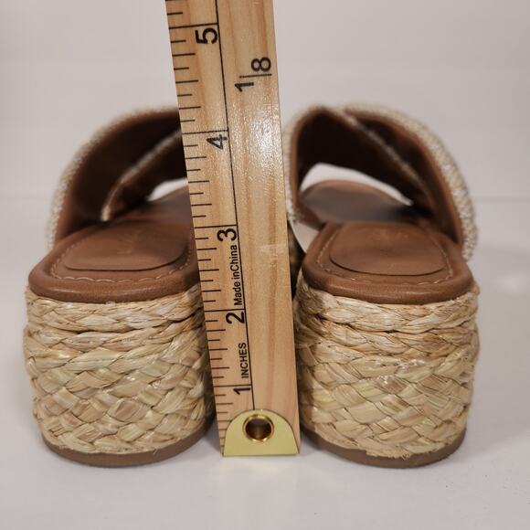 UNIVERSAL THREAD Espadrille Sandal Womens 6.5 Tan Striped Platform Textured Boho - Picture 4 of 10